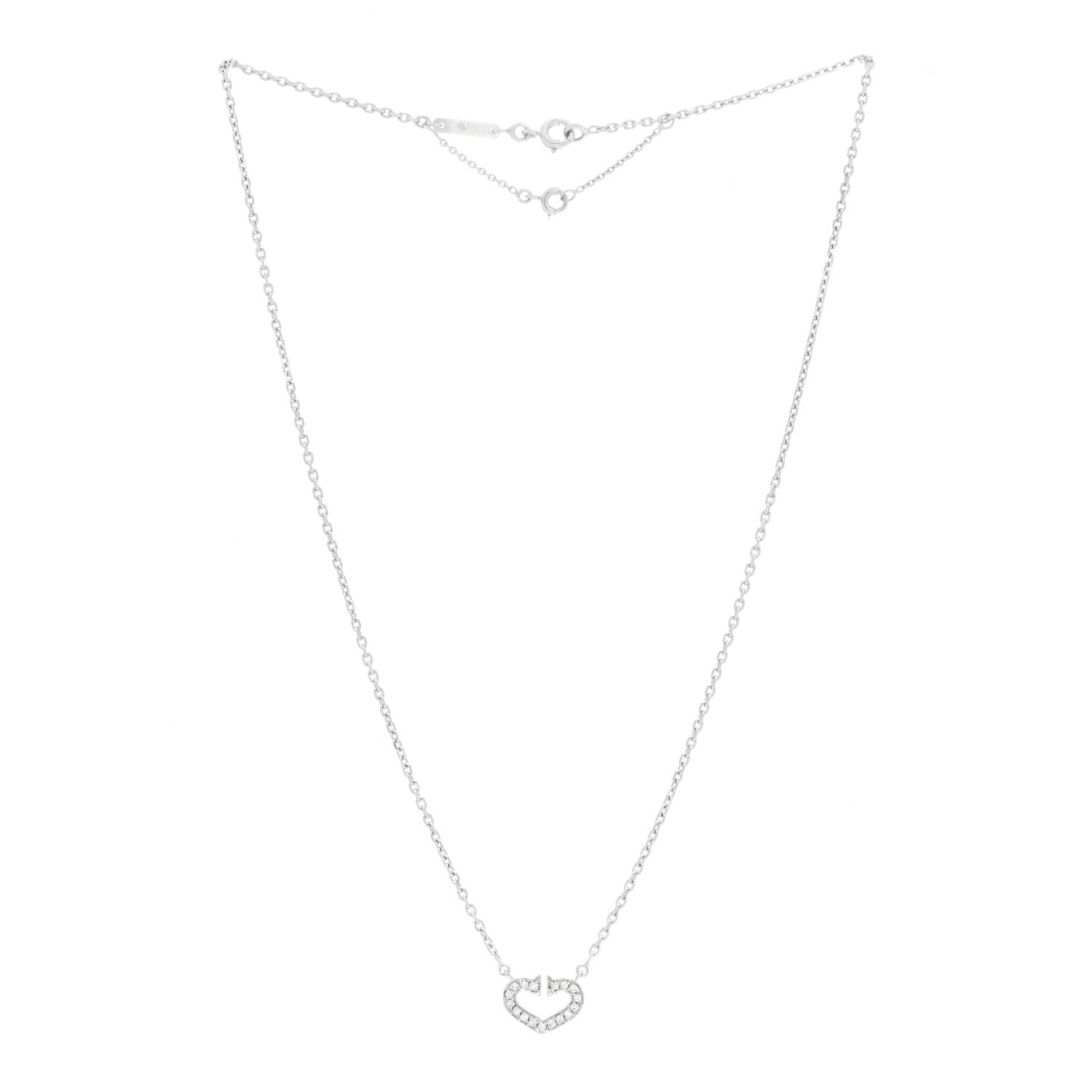 Cartier 18K White Gold Diamond Small Hearts and Symbols Pendant Necklace 2 of 3