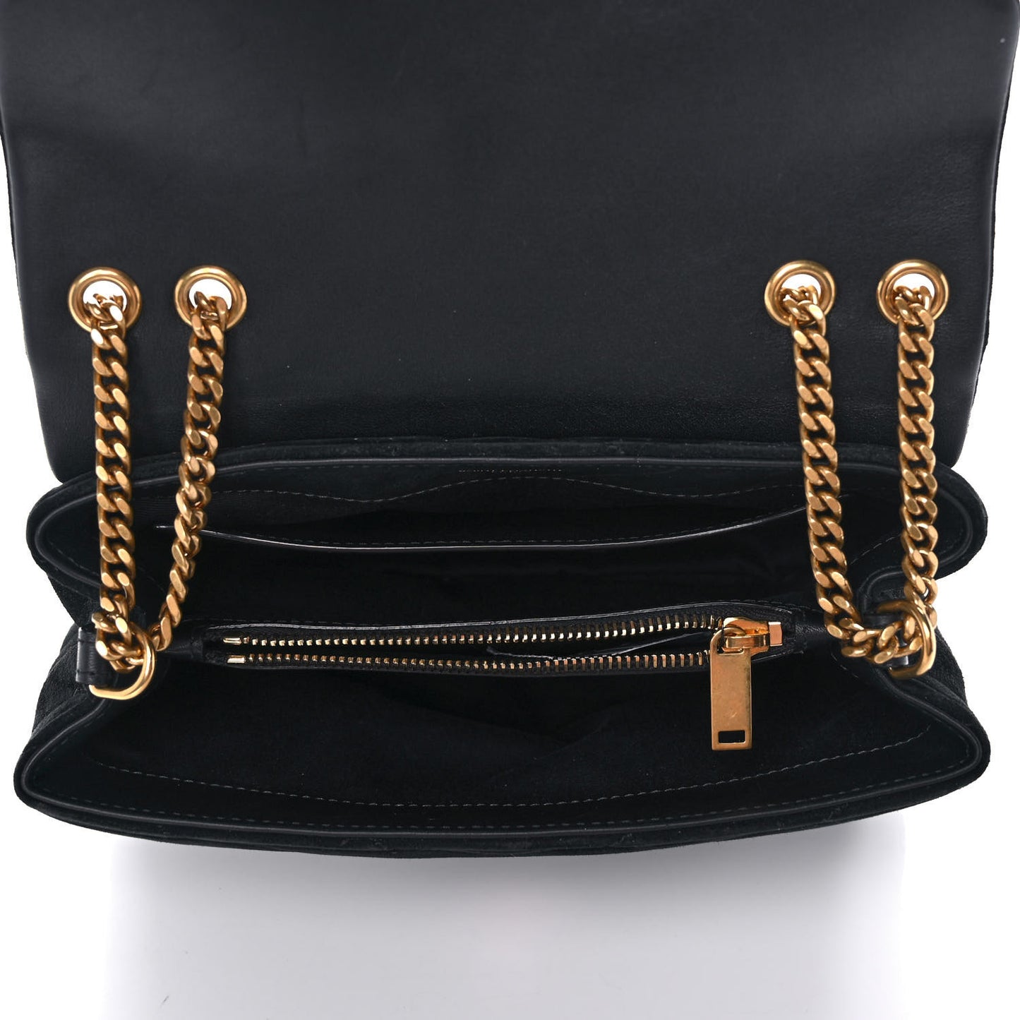 Velvet Y Quilted Monogram Small Loulou Chain Satchel Black
