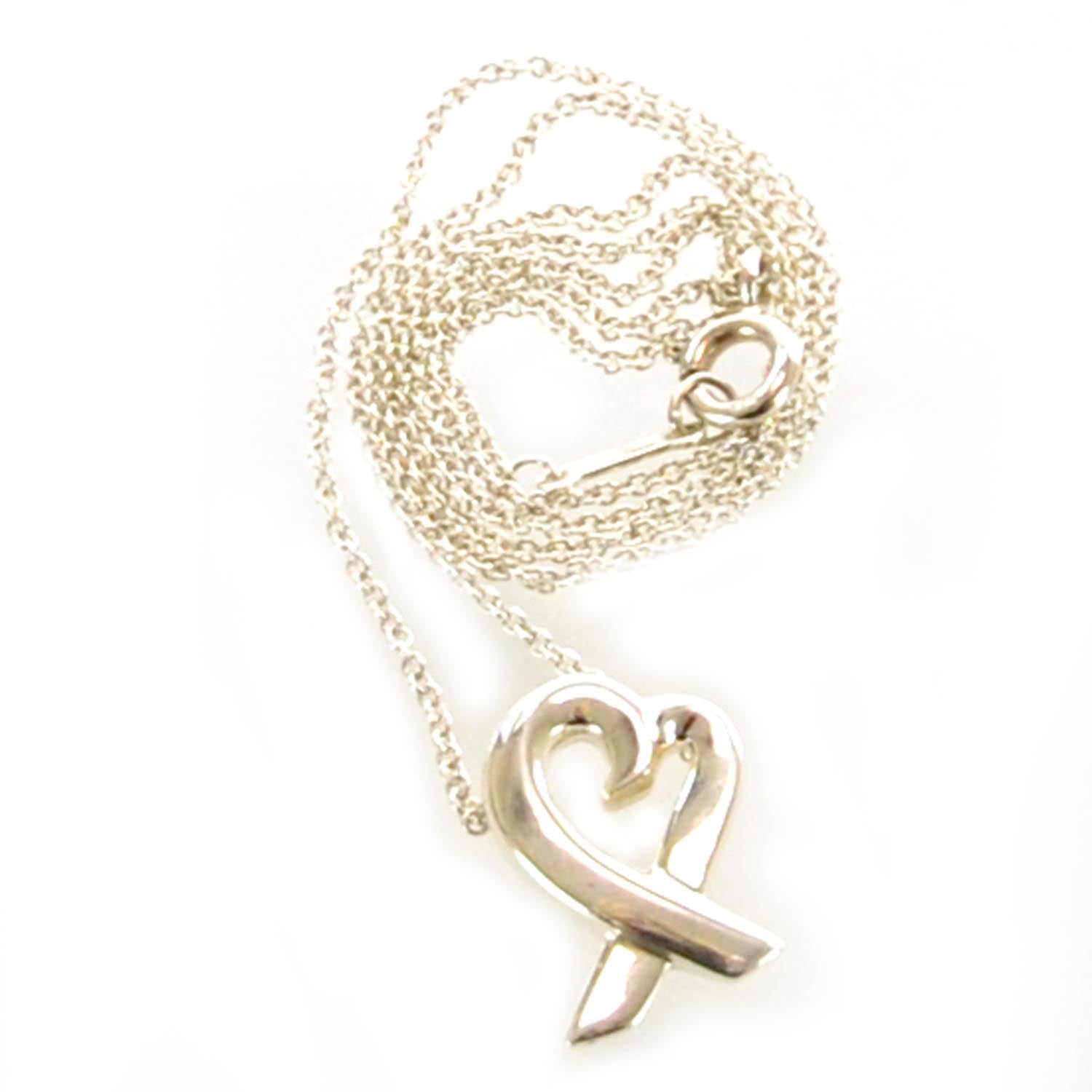 Tiffany Sterling Silver Paloma Picasso Loving Heart Pendant Necklace 1 of 3