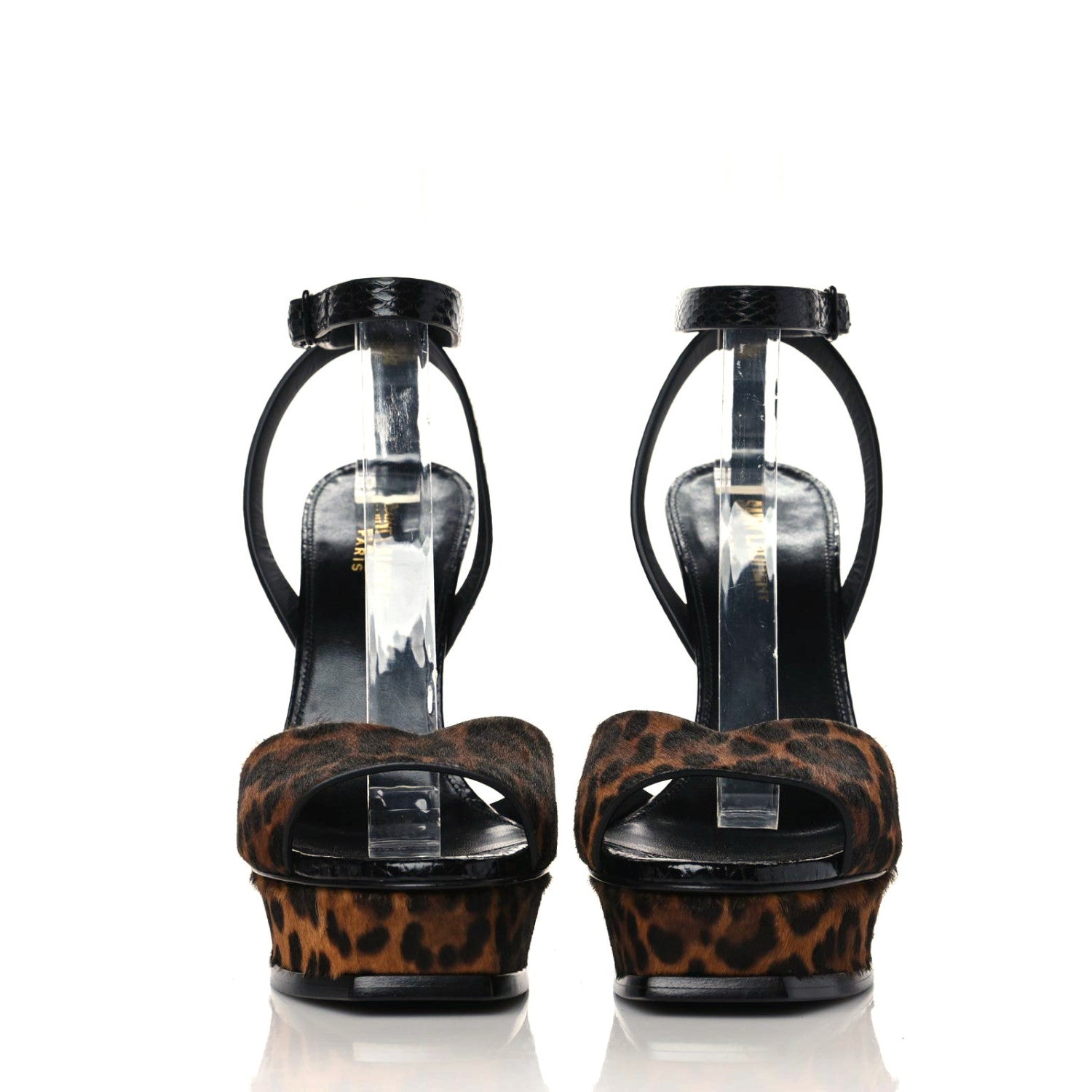 Saint Laurent Pony Hair Leopard Print Tribute 105 Platform Sandals 39 Naturale 2 of 10