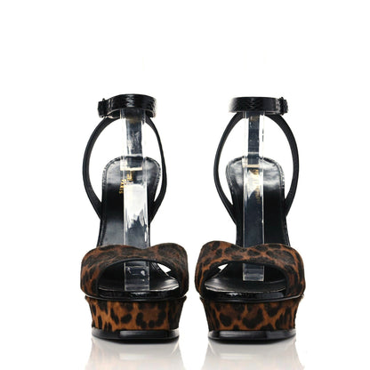 Saint Laurent Pony Hair Leopard Print Tribute 105 Platform Sandals 39 Naturale 2 of 10