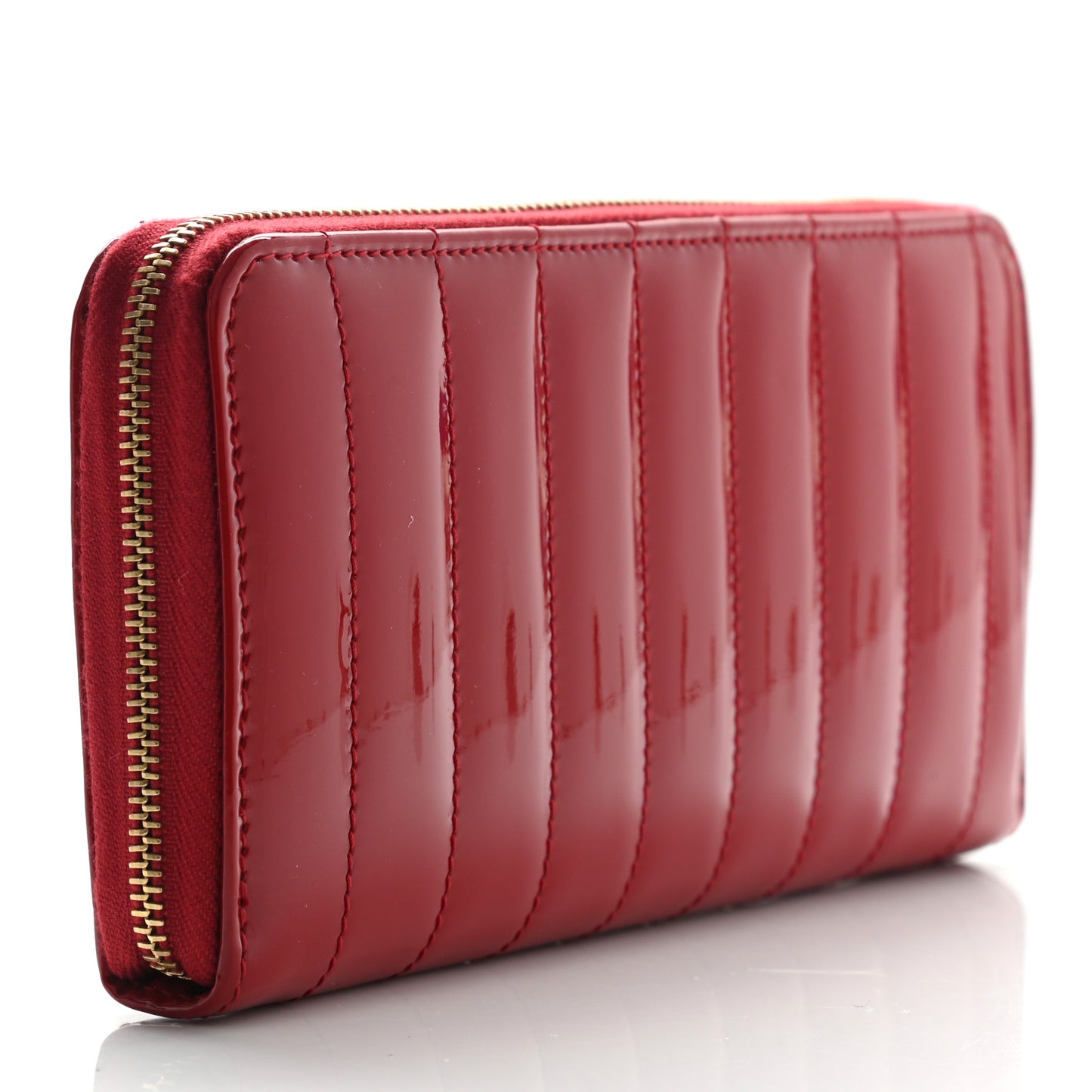 Patent Calfskin Matelasse Monogram Vicky Zip Around Wallet Red