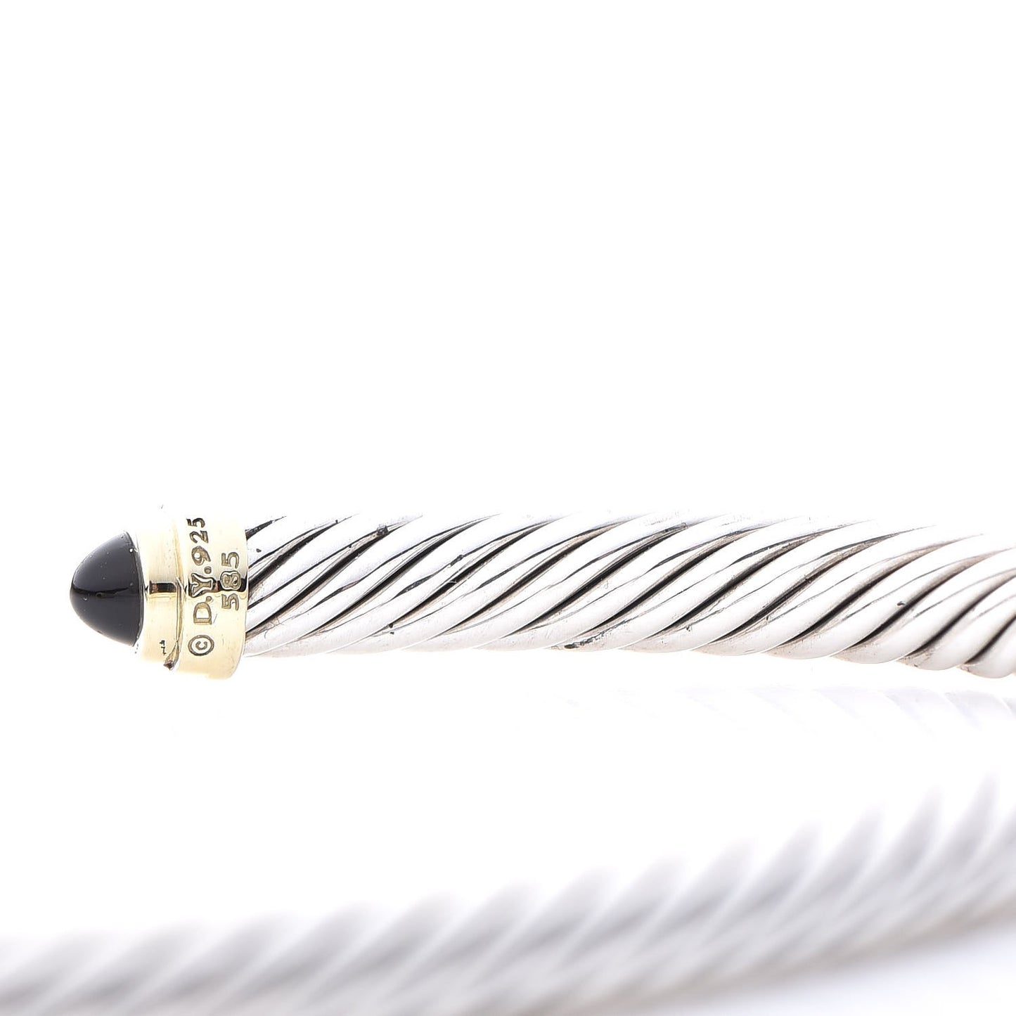 Sterling Silver 14K Yellow Gold Black Onyx 5mm Cable Classics Petite Color Bracelet