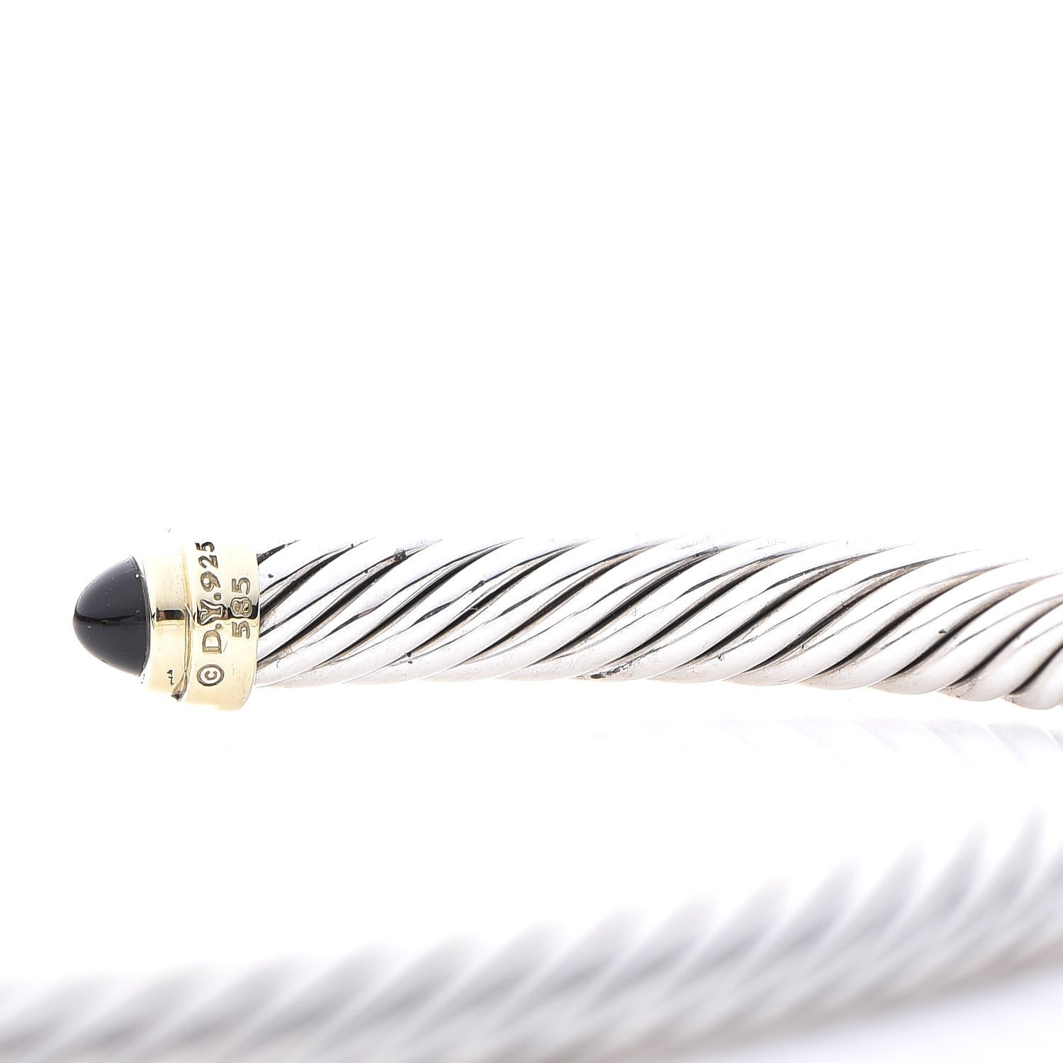 David Yurman Sterling Silver 14K Yellow Gold Black Onyx 5mm Cable Classics Petite Color Bracelet 4 of 4