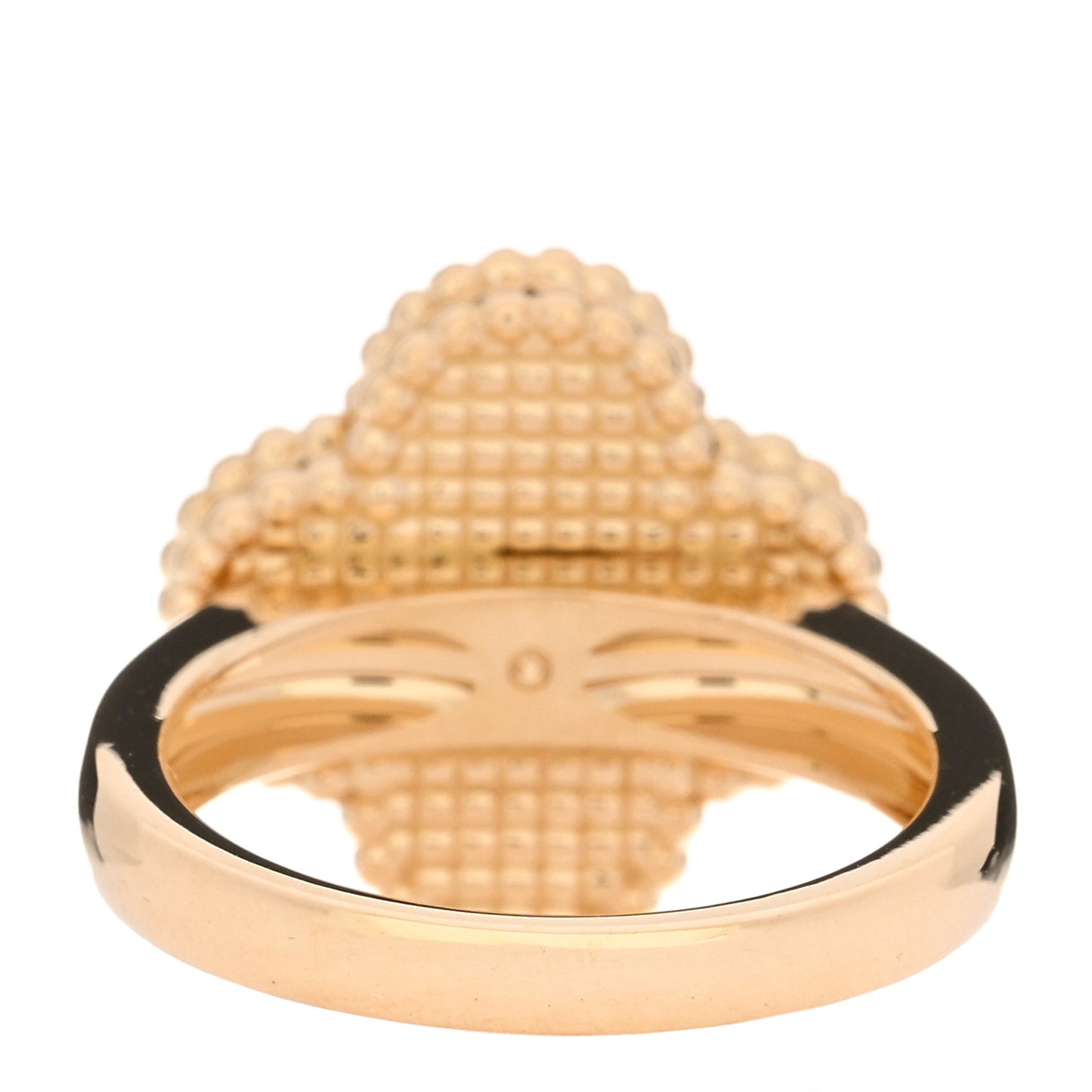 18K Yellow Gold Diamond Mother of Pearl Vintage Alhambra Ring 47 4