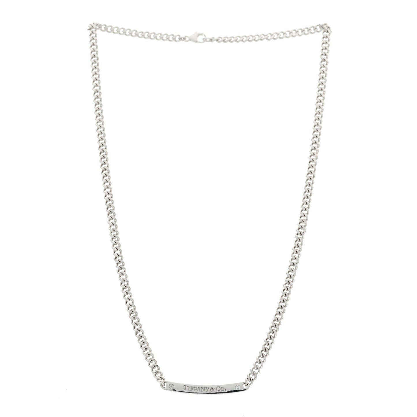 18K White Gold Diamond Micro Link ID Chain Necklace