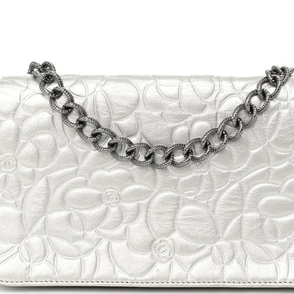 Chanel Metallic Lambskin Camellia Single Flap Silver 7 of 11