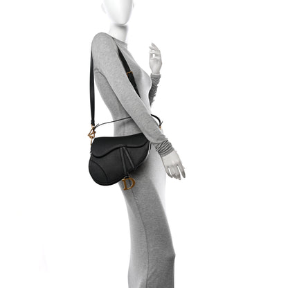 Christian Dior Grained Calfskin Saddle Bag With Strap Black 2 of 11