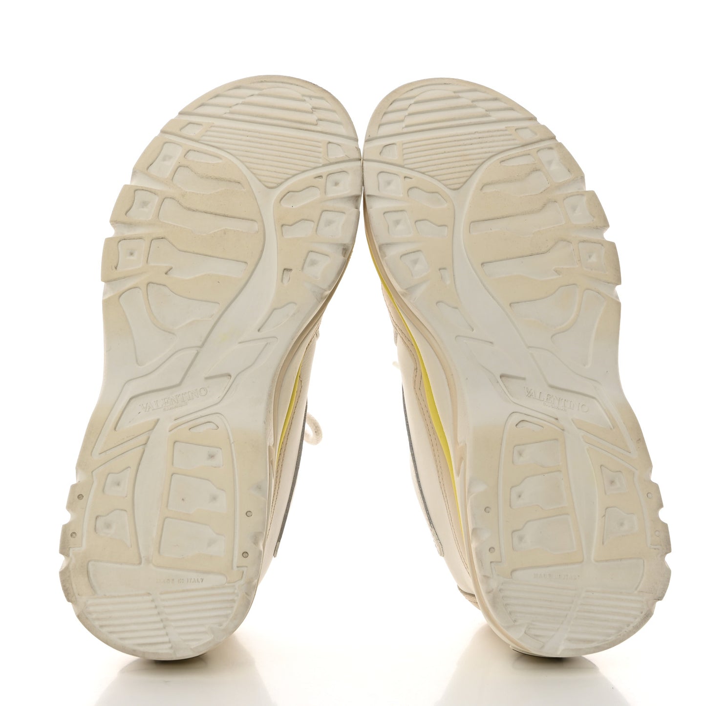 Calfskin Womens Gumboy Sneakers 37.5 White Lime Yellow