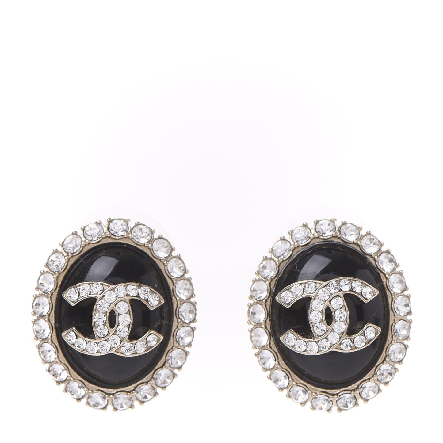 Crystal Resin CC Earrings Gold