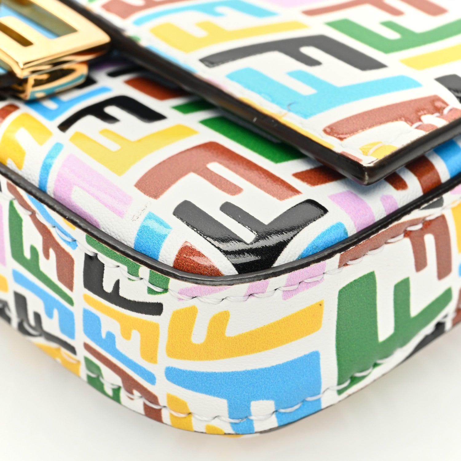 Fendi X SARAH COLEMAN Vitello Liberty Ceylon Micro FF Fish Eye Embossed Nano Baguette Charm Multicolor Cyber Blue 9 of 9
