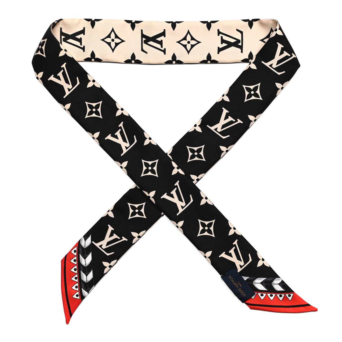 Silk Monogram LV Crafty Bi Color BB Bandeau Black Cream