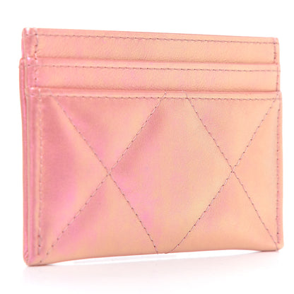 Chanel Iridescent Calfskin Quilted Chanel 19 Card Holder Pink 3 of 7