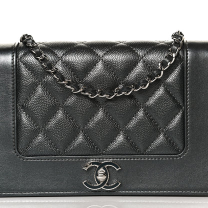 Chanel Caviar Quilted Vintage Mademoiselle Wallet On Chain WOC Dark Grey 8 of 11