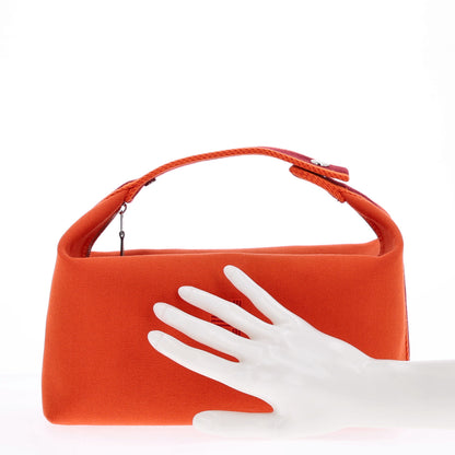 Hermes Canvas Large Bride-A-Brac Pouch Orange Feu Burgundy 2 of 9