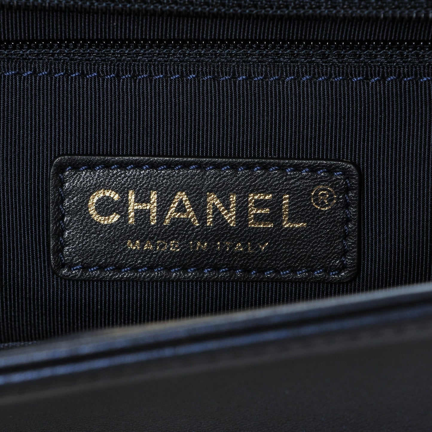 Lambskin Embossed Large Boy Cube Flap Navy Blue
