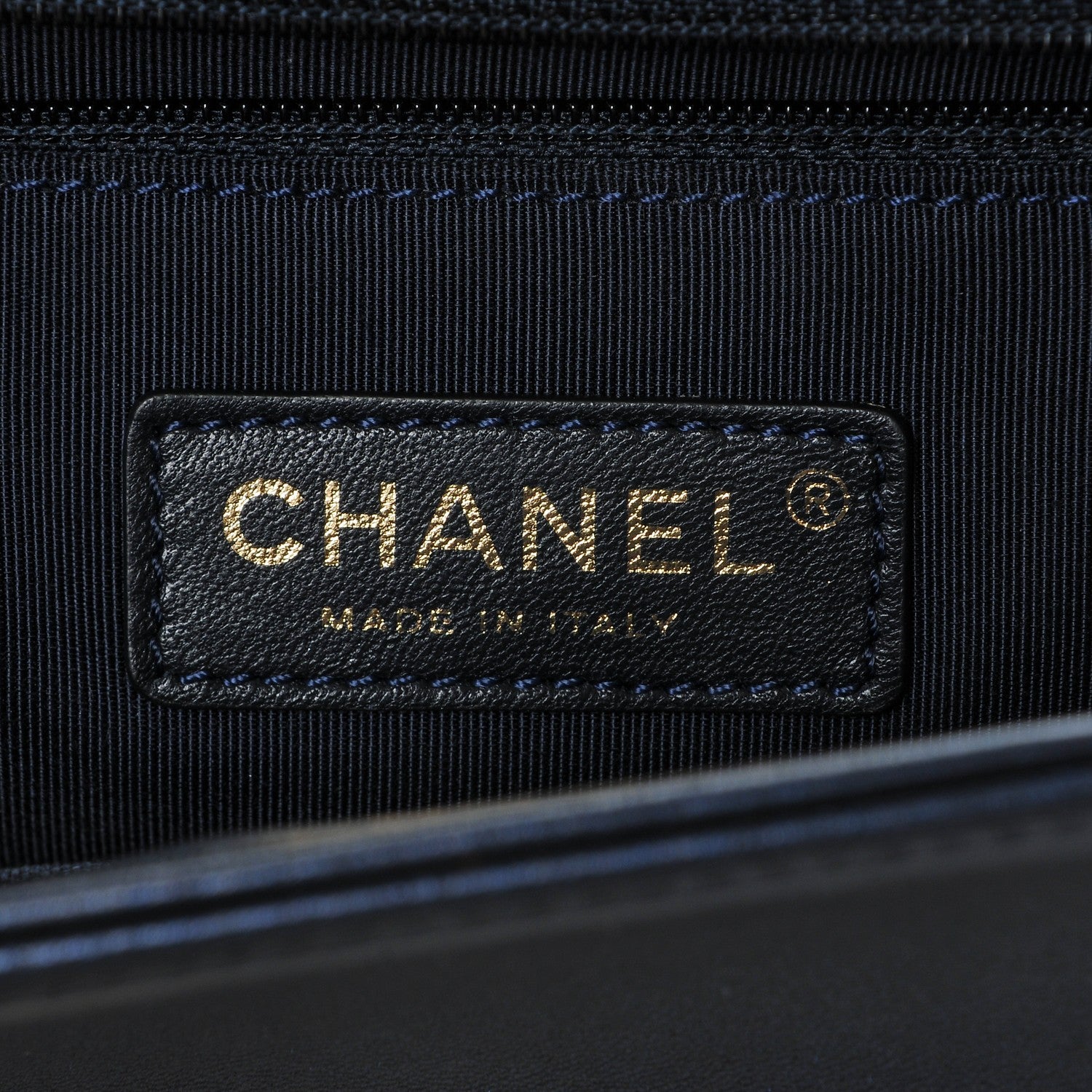 Chanel Lambskin Embossed Large Boy Cube Flap Navy Blue 8 of 9