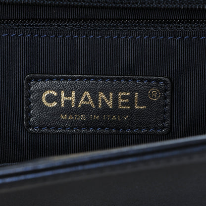 Chanel Lambskin Embossed Large Boy Cube Flap Navy Blue 8 of 9