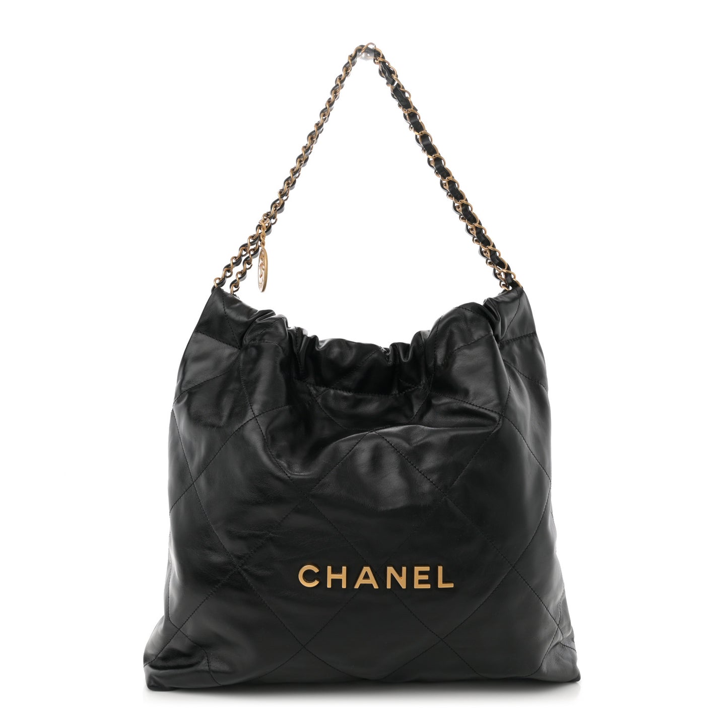 Shiny Calfskin Quilted Chanel 22 Black