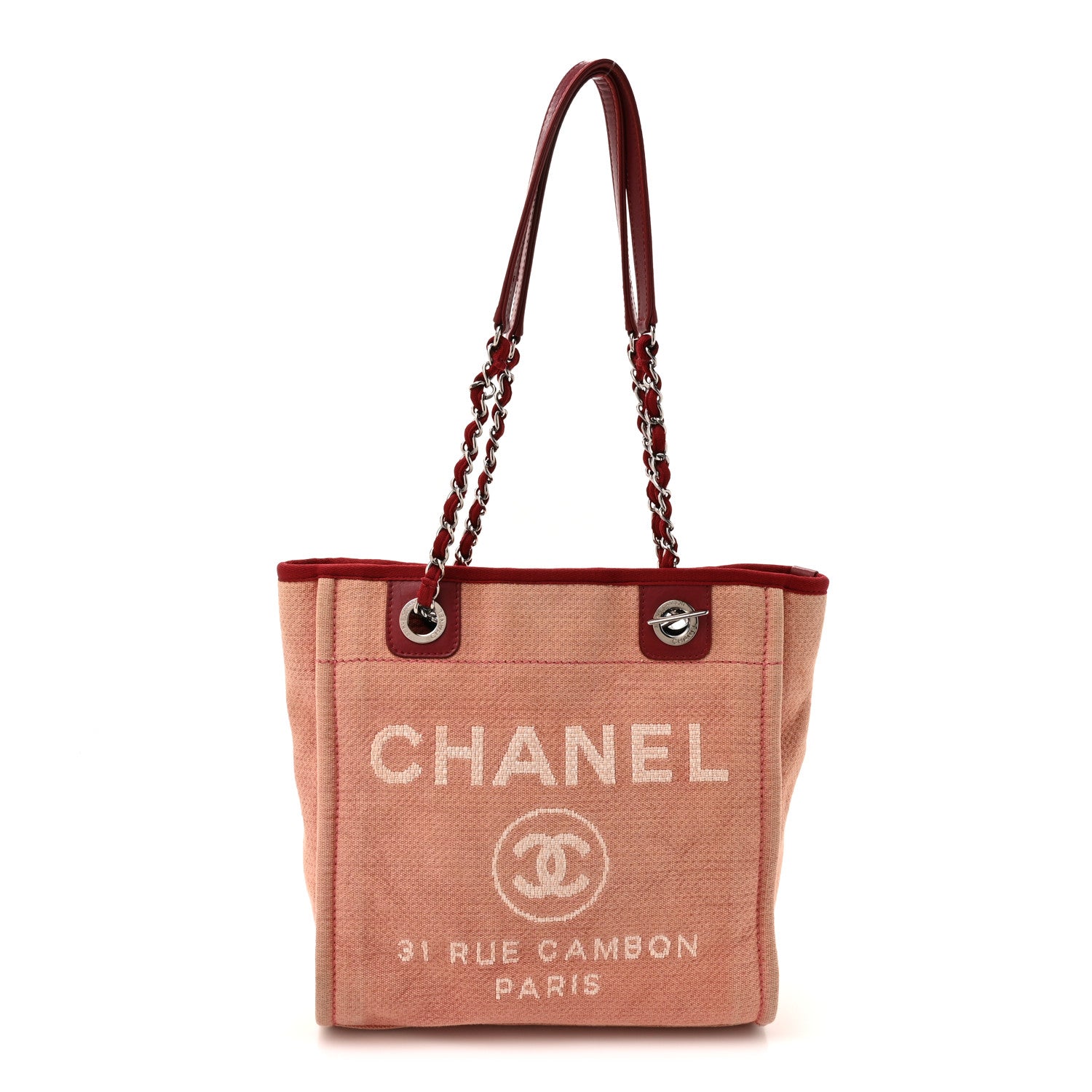 Chanel Canvas Mini Deauville Tote Red 1 of 14