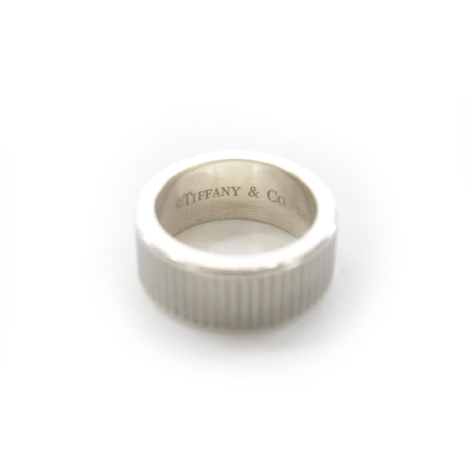 Tiffany Sterling Silver 9mm Titanium Coin Edge Ring 7 2 of 4