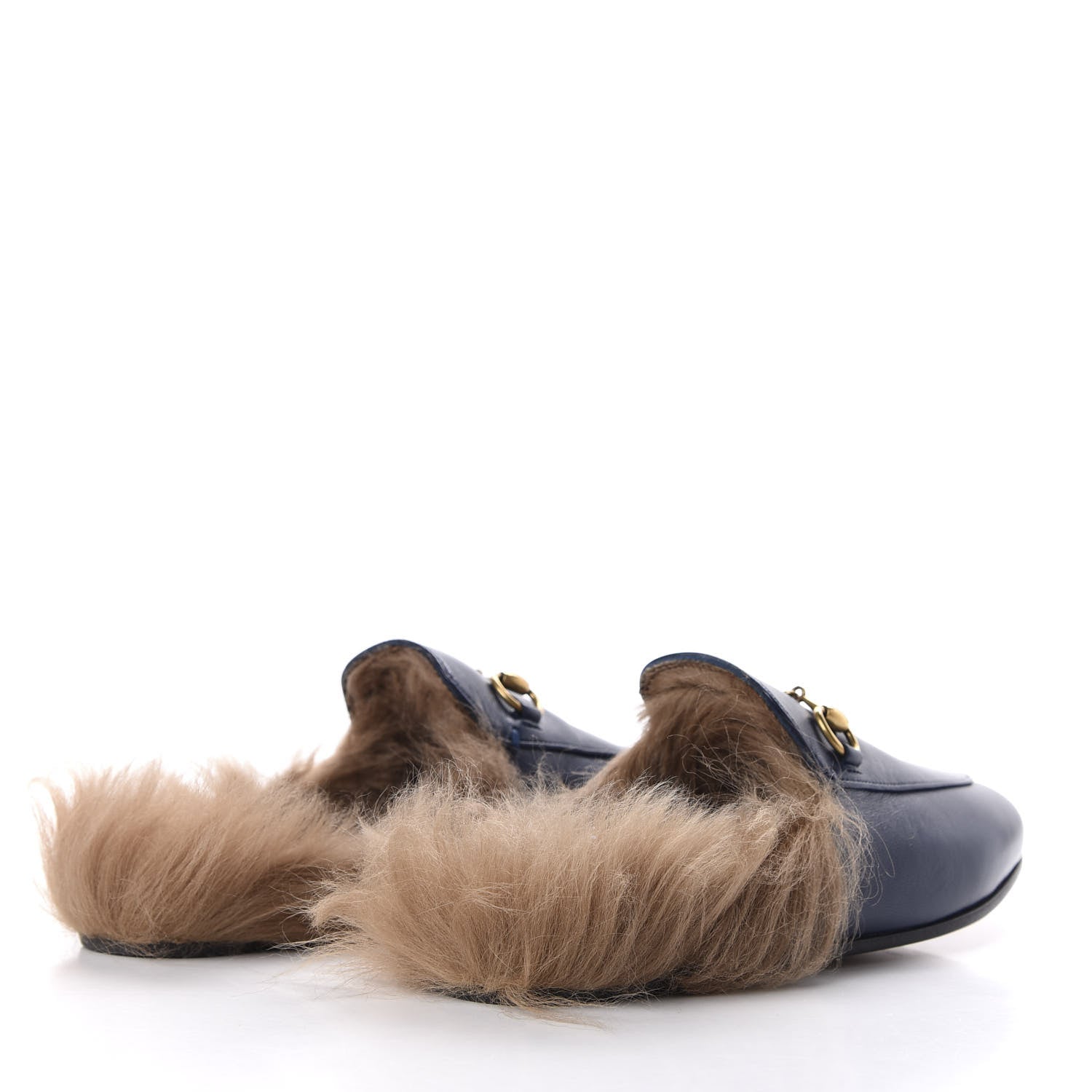 Gucci Malaga Kid Fur Womens Princetown Slippers 36.5 Blue Agata 4 of 9