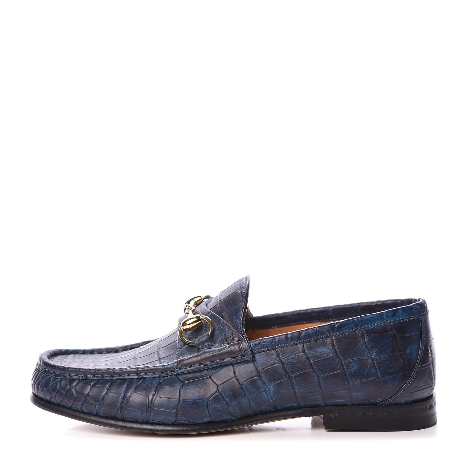 Gucci Crocodile Womens 1953 Horsebit Loafers 4.5 Blue 1 of 8