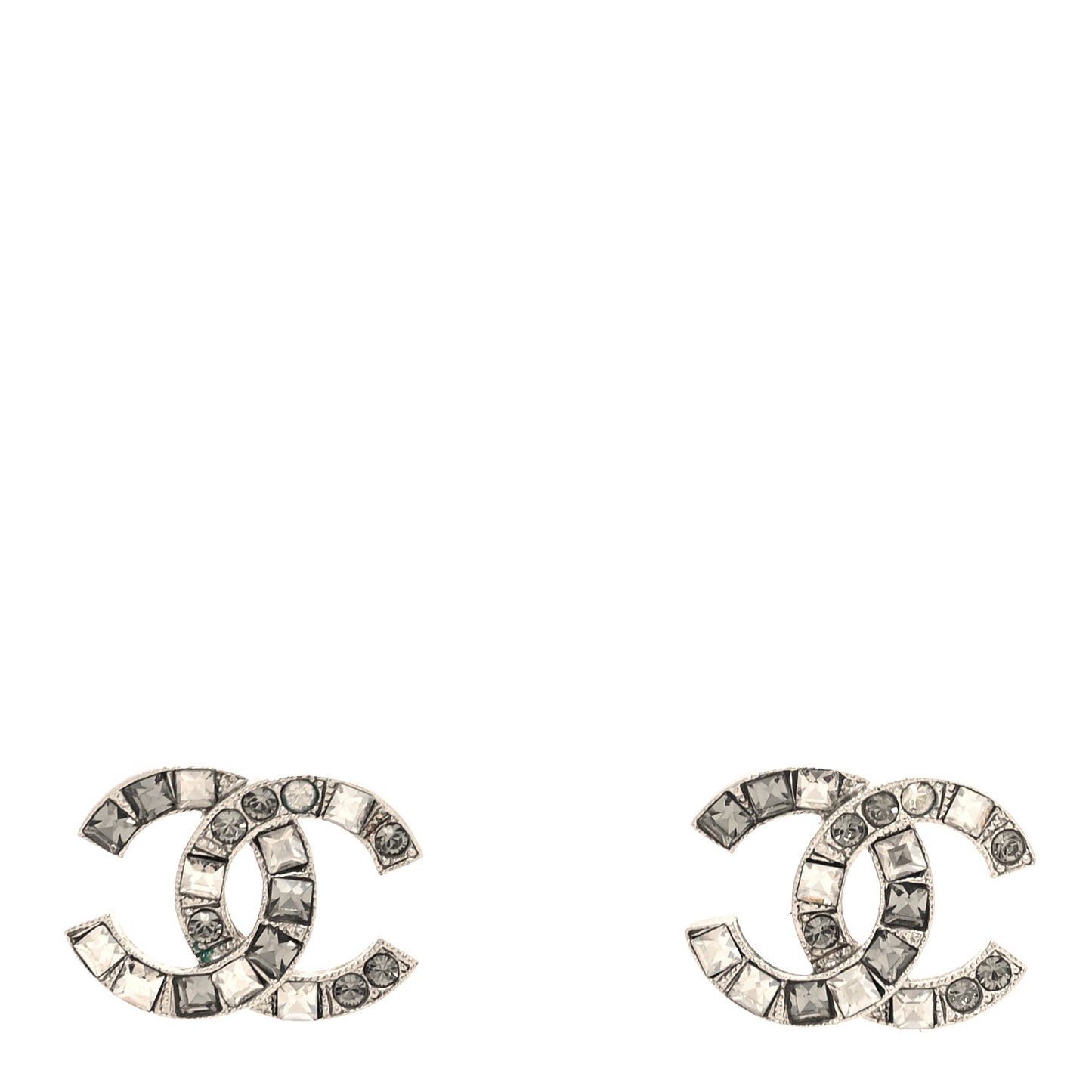 Baguette Crystal CC Earrings Silver