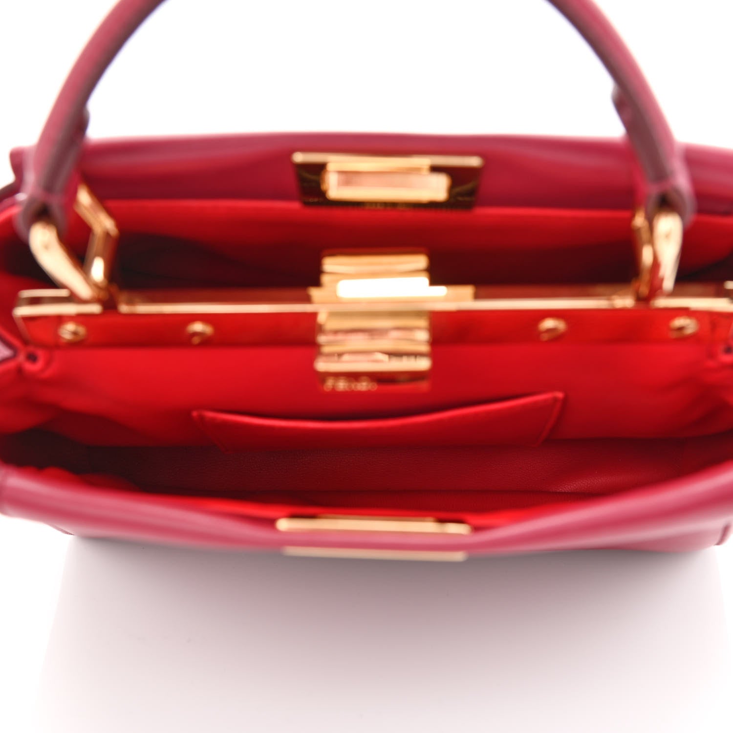 Fendi Nappa Monster Eyes Mini Peekaboo Iconic Satchel Amarena Fiamma 6 of 13