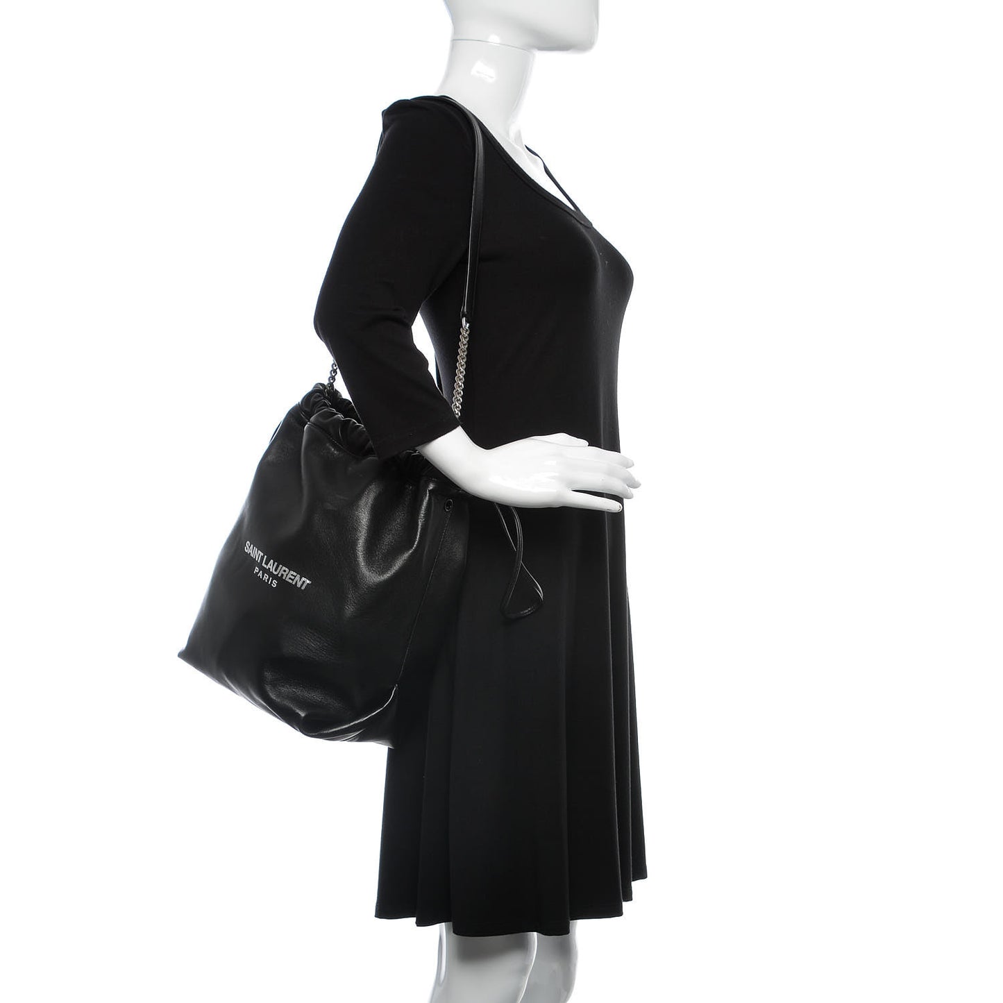 Lambskin Teddy Drawstring Bag Black