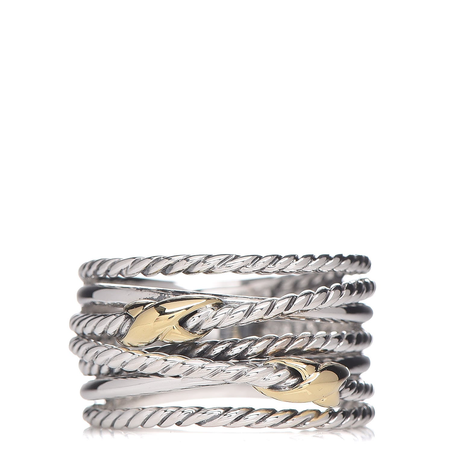 David Yurman Sterling Silver 18K Yellow Gold Double X Crossover Ring 57 8 1 of 5