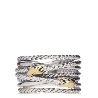 David Yurman Sterling Silver 18K Yellow Gold Double X Crossover Ring 57 8 1 of 5