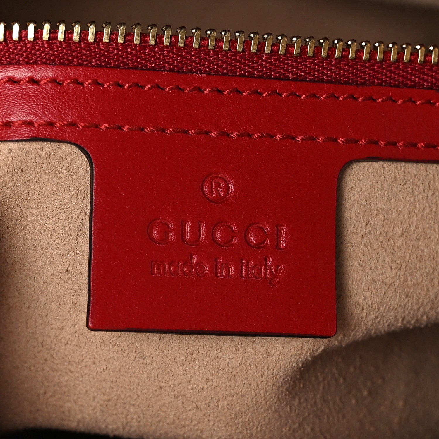 Gucci Guccissima Small Zippered Bucket Tote Hibiscus Red 6 of 9