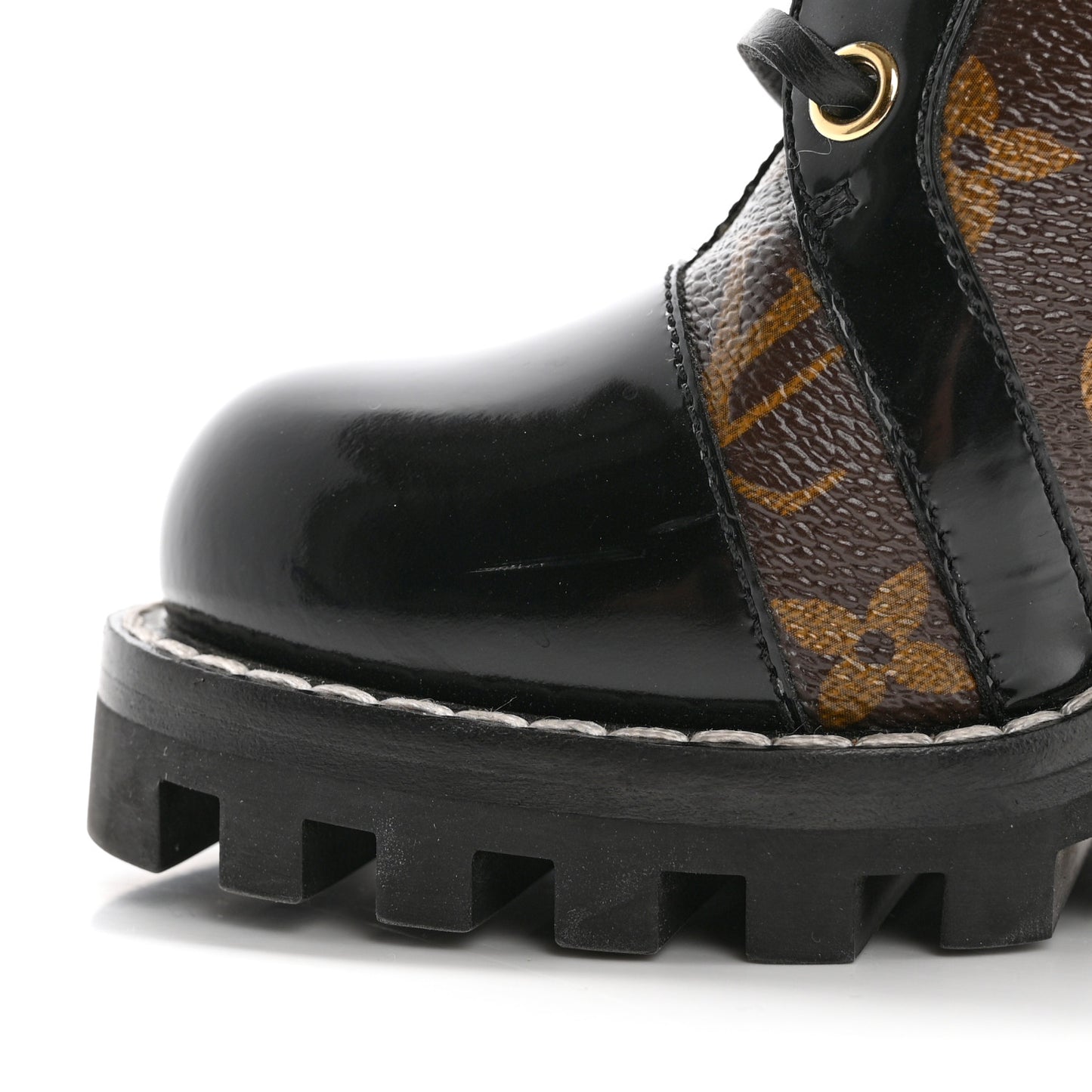 Patent Calfskin Monogram Star Trail Ankle Boots 36 Black