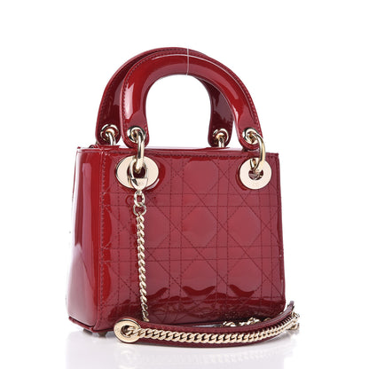 Christian Dior Patent Cannage Mini Lady Dior Red 3 of 10