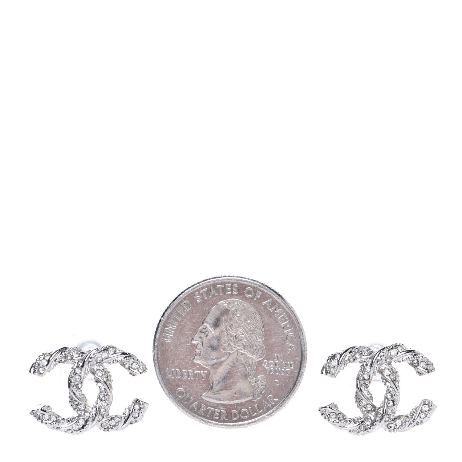 Chanel Twisted CC Earrings Silver 2 of 5