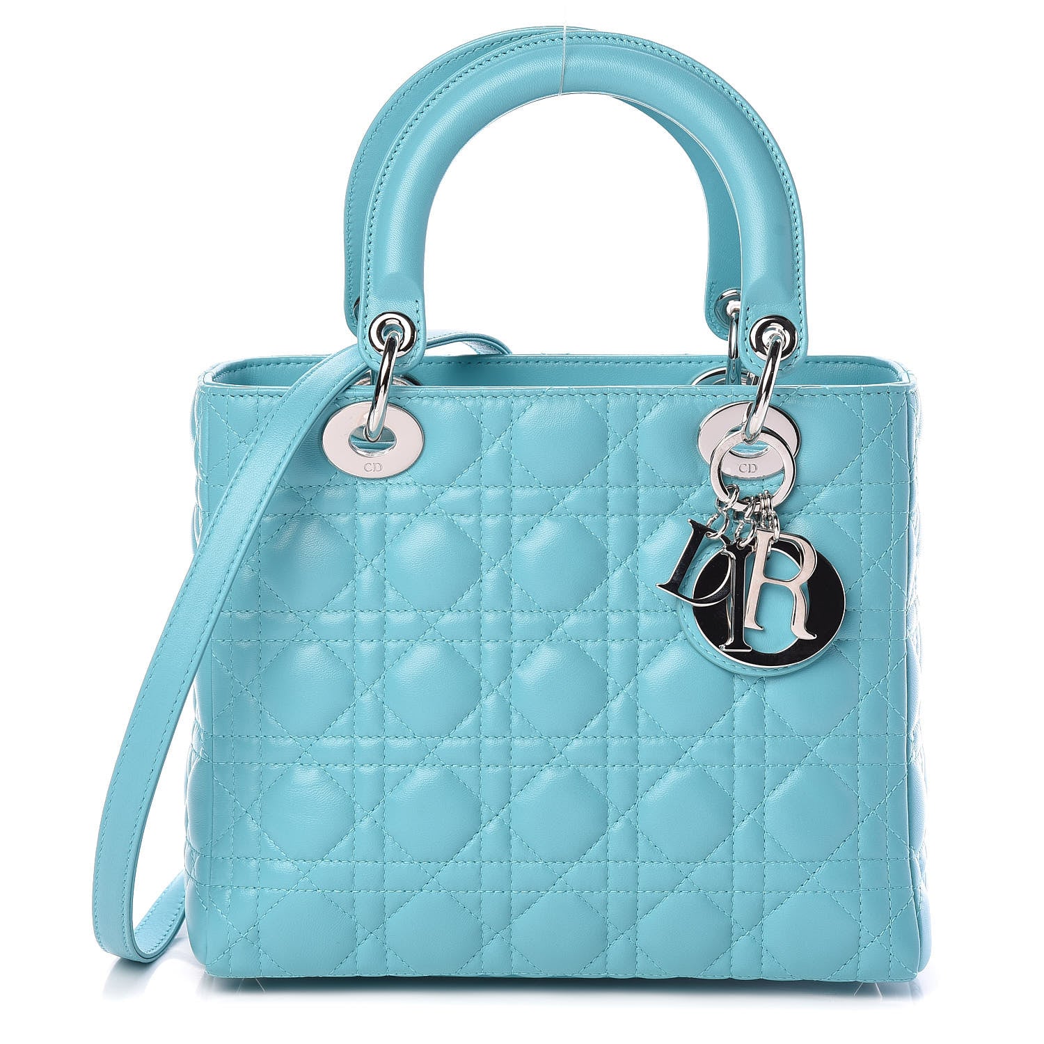Christian Dior Lambskin Cannage Medium Lady Dior Turquoise 1 of 9