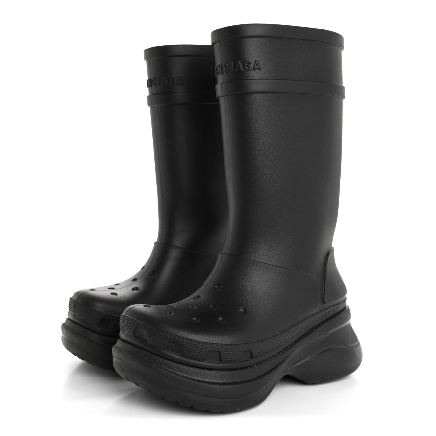 Balenciaga X CROCS Rubber Womens Rain Boots 37 Black 4 of 9