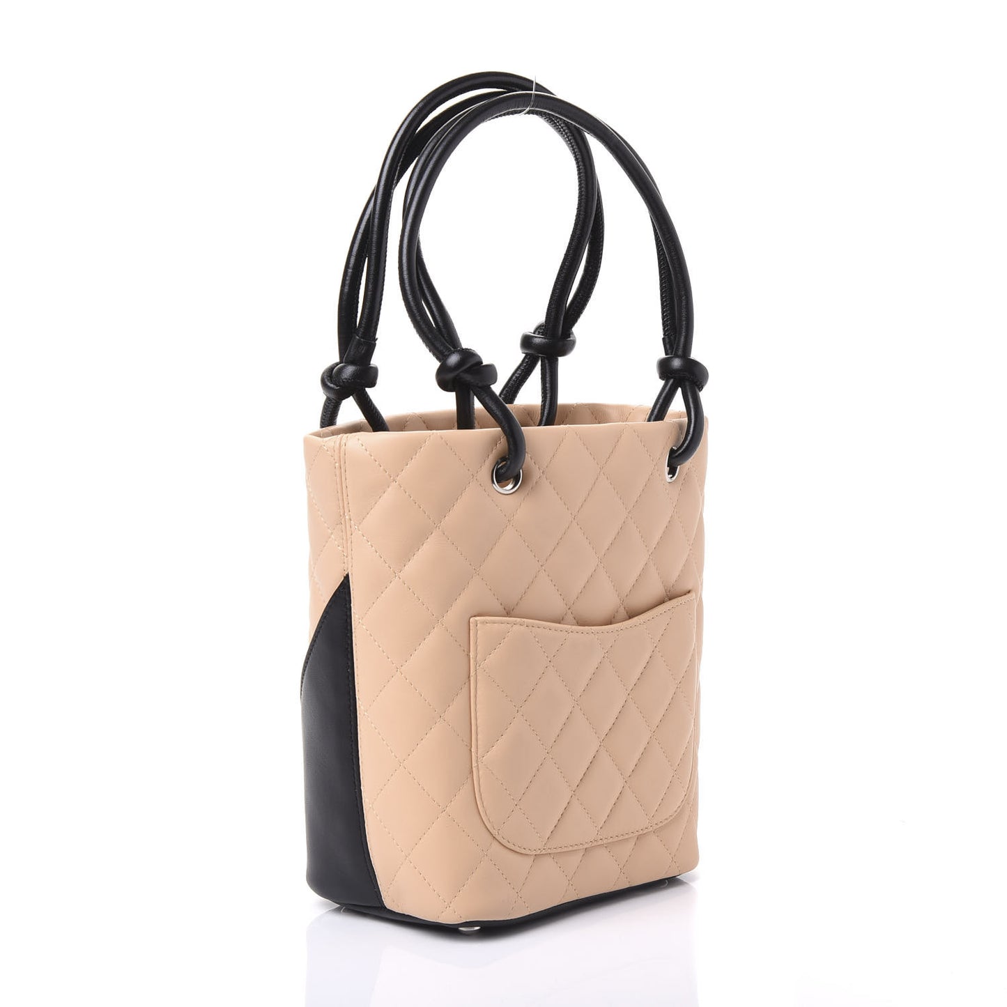 Calfskin Quilted Small Cambon Tote Beige Black