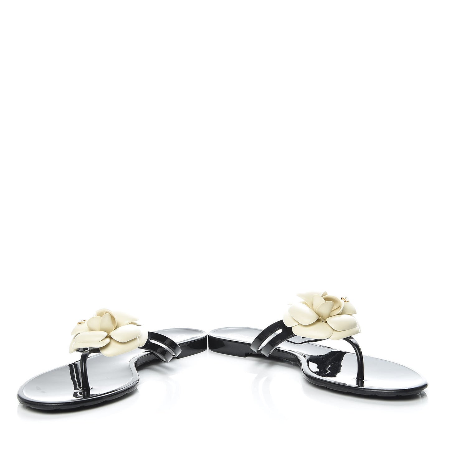 Jelly Camellia Thong Sandals 40 Black Ivory