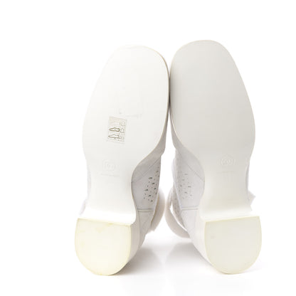 Chanel Suede Perforated Velcro Ankle Boots 38 White 5 of 10