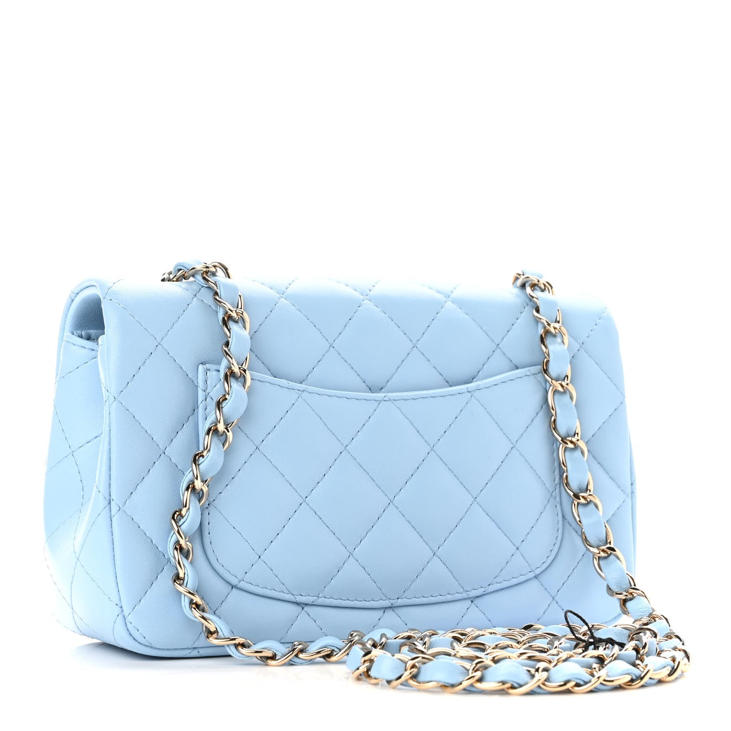 Lambskin Quilted Mini Rectangular Flap Light Blue