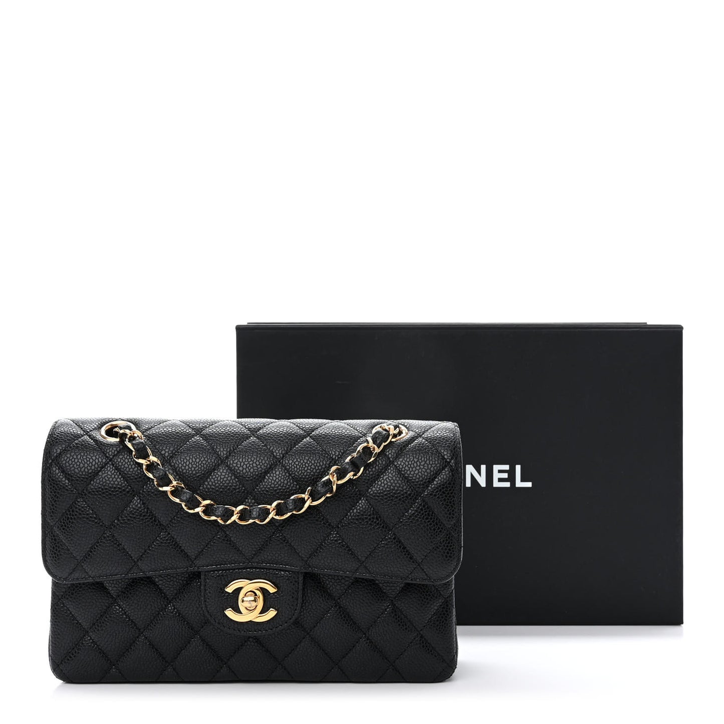 Caviar Quilted Small Double Flap Black