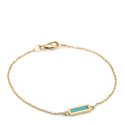 Jennifer Meyer 18K Yellow Gold Turquoise Inlay Bar Bracelet 1 of 4