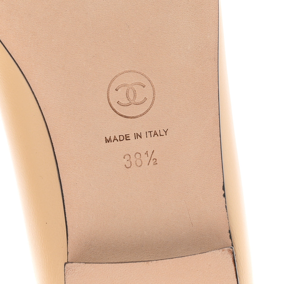 Lambskin Cap Toe CC Ballerina Flats 38.5 Beige Black