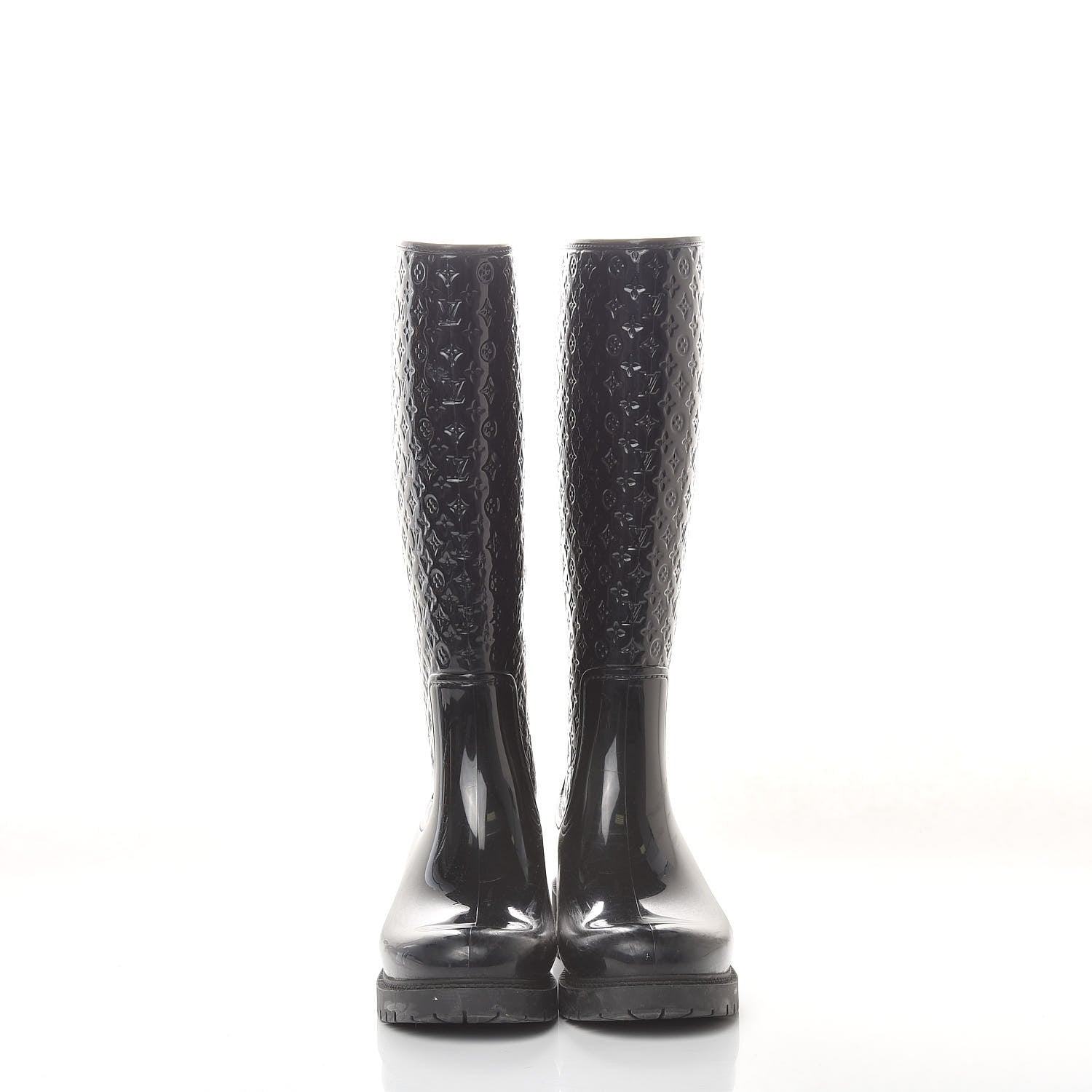 Louis Vuitton Rubber Embossed Monogram Splash Rain Boots 37 Black 3 of 12