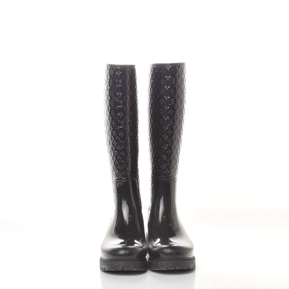 Louis Vuitton Rubber Embossed Monogram Splash Rain Boots 37 Black 3 of 12