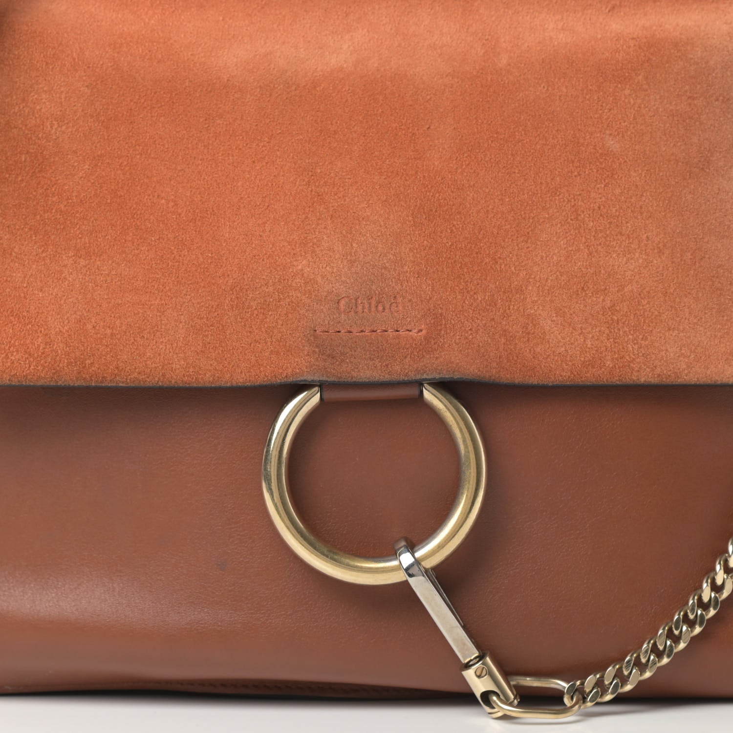Chloe Suede Calfskin Medium Faye Shoulder Bag Tobacco 8 of 20
