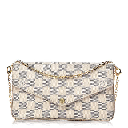 Louis Vuitton Damier Azur Pochette Felicie Chain Wallet Rose Ballerine 1 of 11
