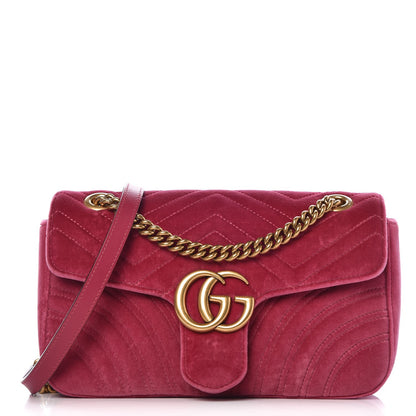 Gucci Velvet Matelasse Small GG Marmont Shoulder Bag Light Raspberry Rose 1 of 8